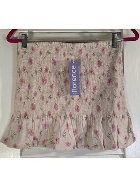 Florence Blush Pink Floral Smocked Ruffle Mini Skirt